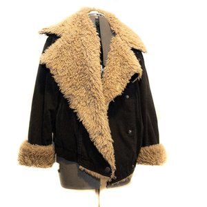 Free People Owen Sherpa Jacket Navy Size M